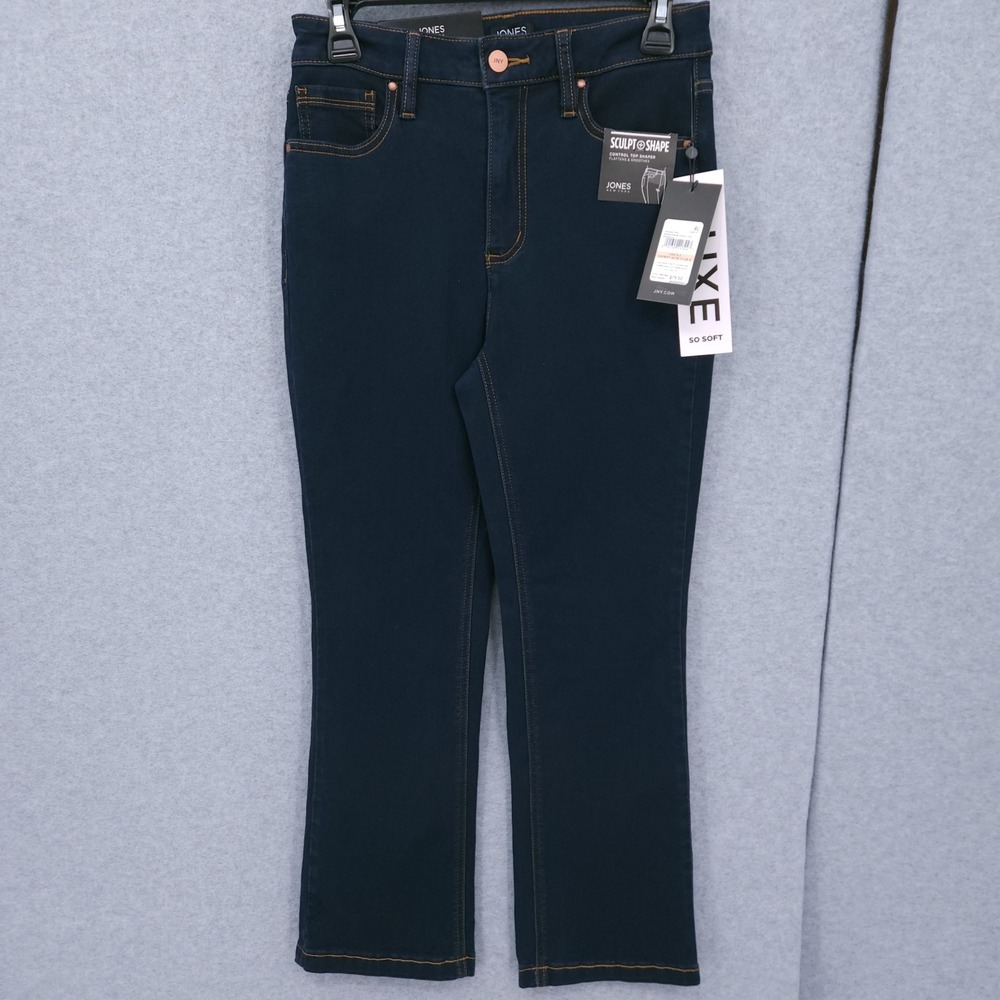 Jones New York Lexington Crop Flare High Rise Indigo Denim Jeans Womens Size 2